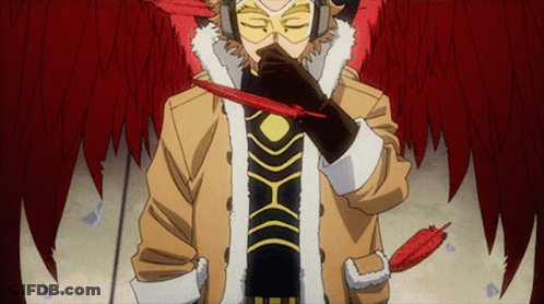 Hawks From My Hero Academia Is Holding A Feather In His Hand GIF