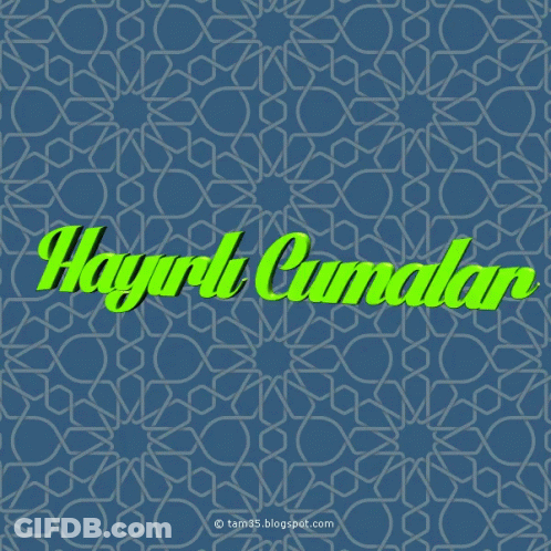 Hayırlı Cumalar Green On Blue Background GIF