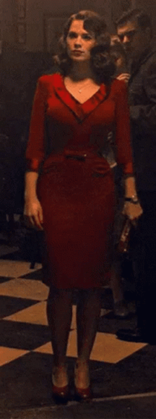 Hayley Atwell Red Dress Men Looking GIF