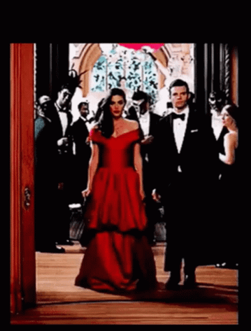 Hayley Marshall Walking In Red Dress GIF