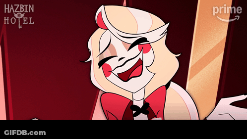 Hazbin Hotel Poster Laughing Character Says Everything Is Great GIF