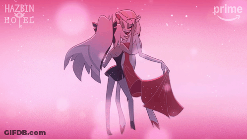 Hazbin Hotel Poster With Cartoon Characters GIF