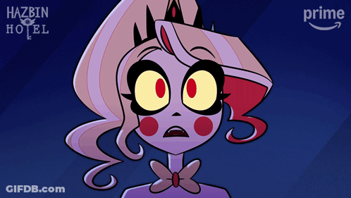 Hazbin Hotel Poster With Girl With Big Eyes GIF