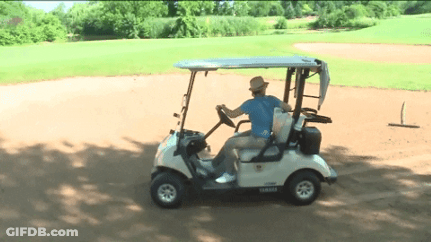He Is Driving Golf Cart Backward GIF