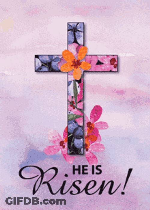 He Is Risen Flower Cross GIF