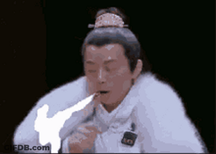 He Jiong Coughing Bending Head GIF