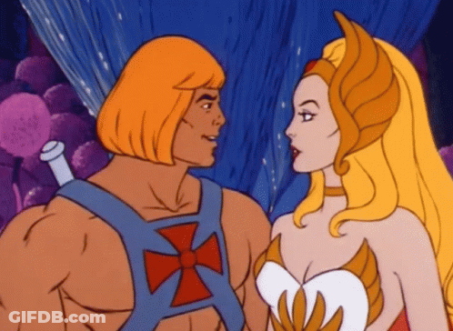 He-Man And She-Ra Looking At Each Other GIF