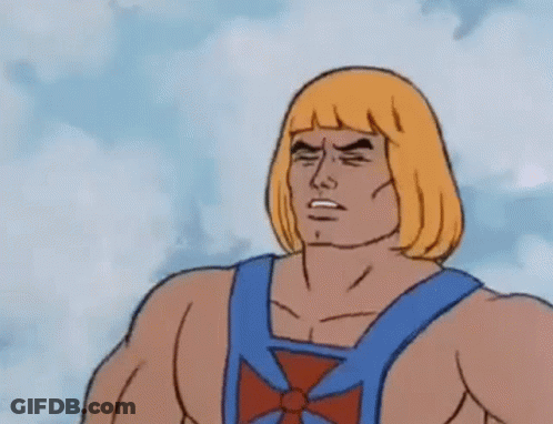 He-Man In Blue Vest With Red And White Cross GIF