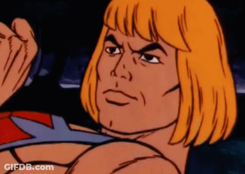 He-Man Making Funny Face With Fist In Air GIF