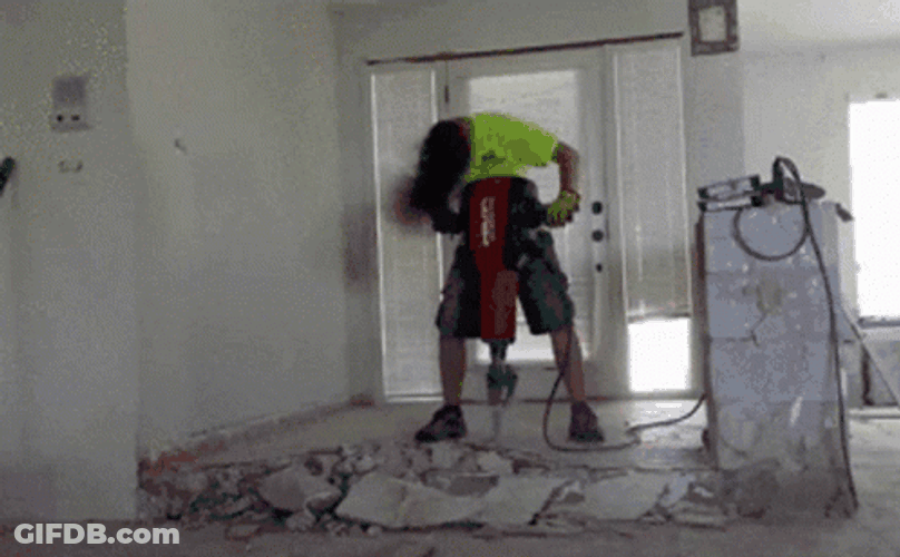 Head Banging Carpenter Working GIF