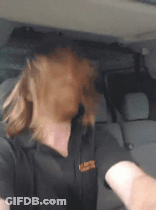 Head Banging Ginger Hair Car GIF