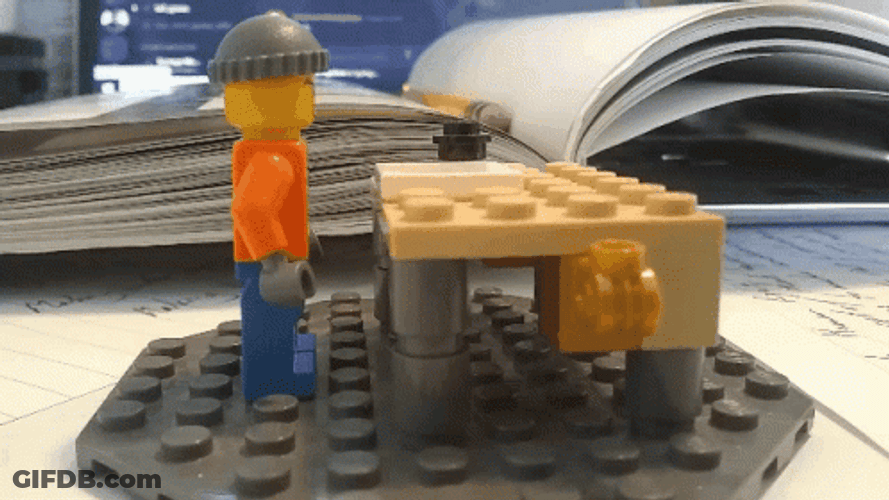 Head Desk Lego Man GIF