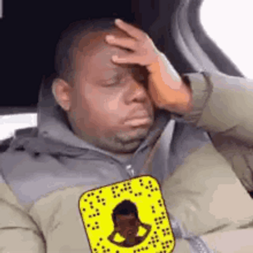 Head In Hands Snap Chat Oh No Headache Lip Bite GIF