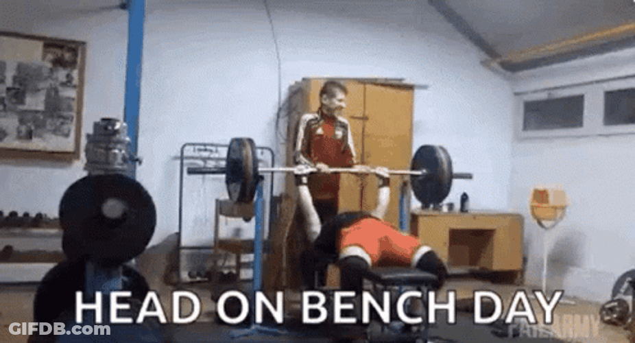 Head On Bench Press Day GIF