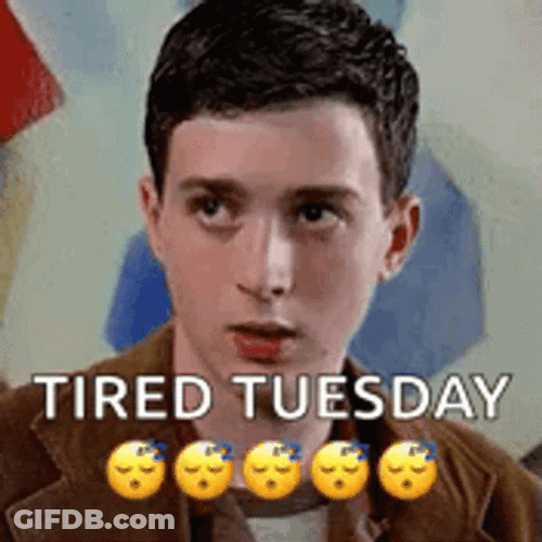 Head Shake Tired Tuesday GIF