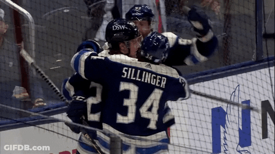 Head Tap Blue Jackets Hockey GIF