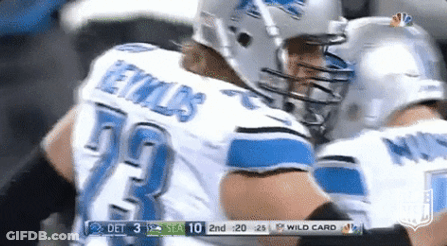 Head Tap Detroit Lions Players GIF