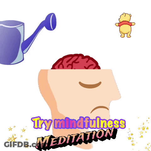 Head Watering Can Winnie Pooh Try Mindfulness Meditation GIF