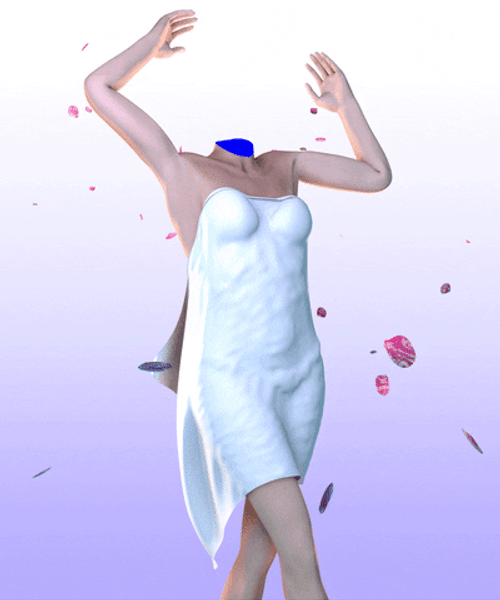Headless Sculpture With Petals GIF