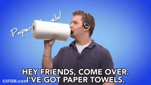 Headset Man Holding Paper Towels To Mouth GIF