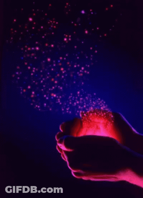 Healing Vibes Hands With Glitters Floating Away GIF