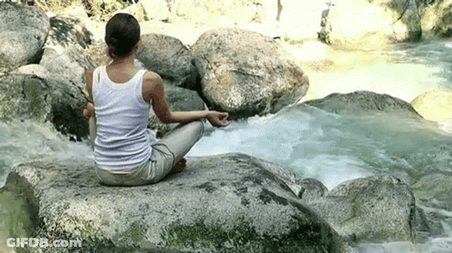 Healing Vibes Woman Meditating In A River GIF
