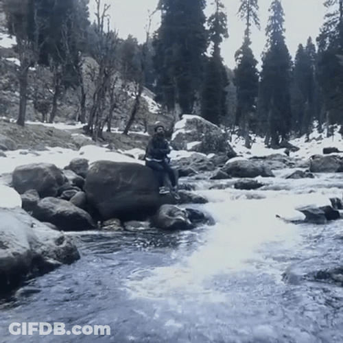 Healing Vibes Woman Sitting By A River GIF