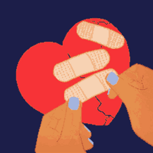 Heart Band-Aid Breaking Up GIF