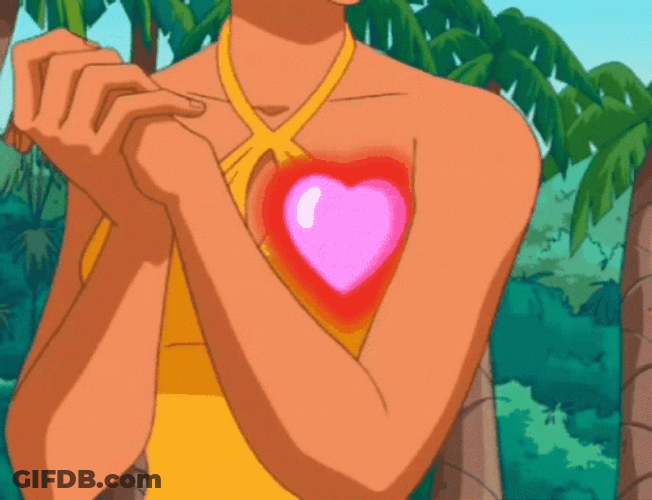 Heart Beating Cartoon Girl GIF