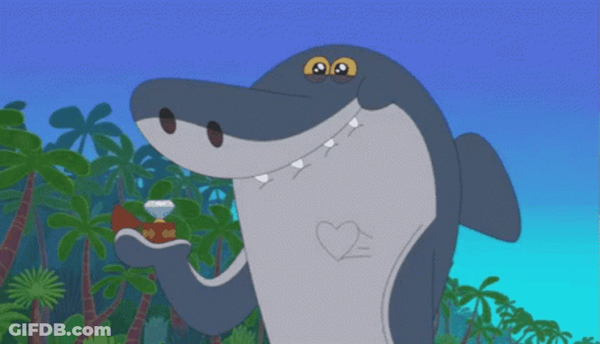 Heart Beating Sharko Proposing GIF