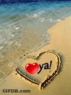 Heart Drawn In Sand With Ya GIF