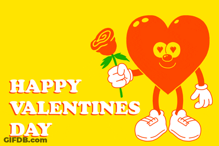 Heart Emoji Giving Rose Happy Valentine's Day GIF