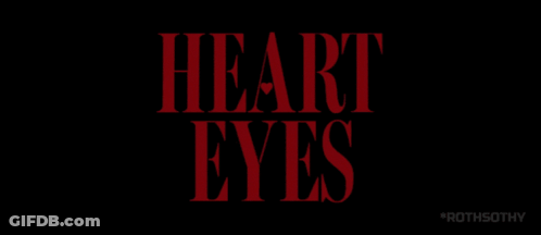 Heart Eyes Text In Red GIF