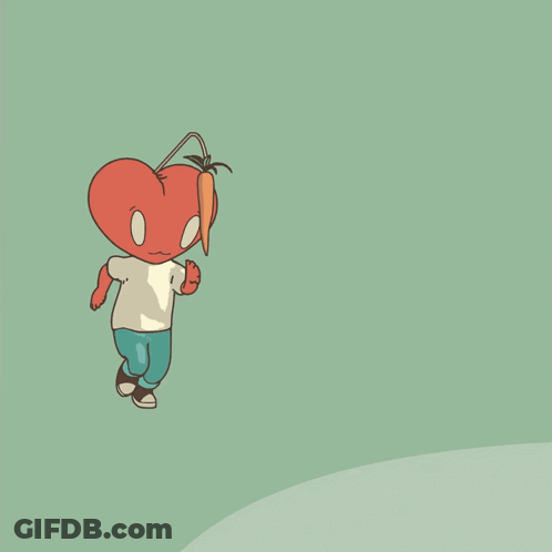 Heart Head Cartoon Character In White Shirt And Blue Jeans GIF