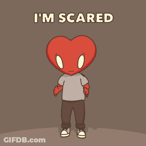 Heart Head Cartoon Saying Im Scared GIF