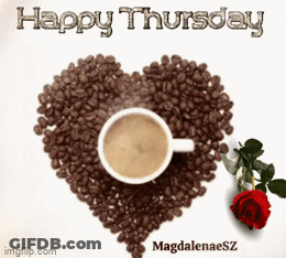 Heart Made Of Coffee Beans With Coffee Cup GIF