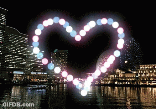 Heart Made Of Lights In City At Night GIF