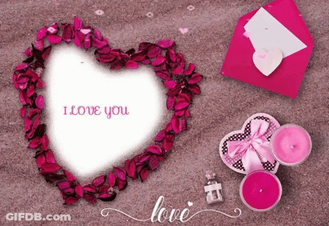 Heart Of Pink Petals Saying I Love You GIF