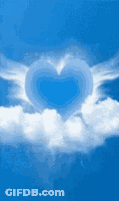 Heart Shape Clouds In Blue Sky GIF