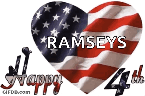 Heart Shaped American Flag Saying Ramseys Happy 4Th GIF