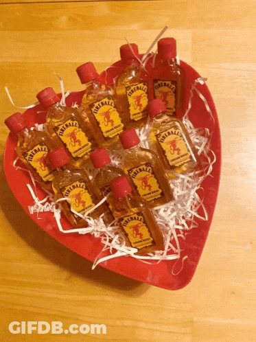 Heart Shaped Bowl Filled With Fireball Whiskey GIF