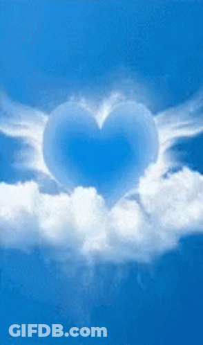 Heart Shaped Cloud With Wings Floating GIF