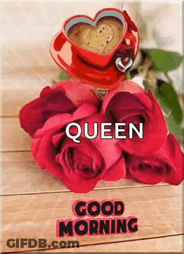 Heart-Shaped Coffee Cup On Roses GIF