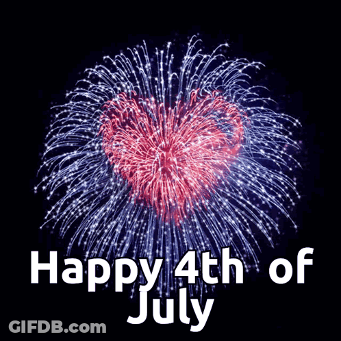 Heart Shaped Fireworks Happy 4Th Of July GIF