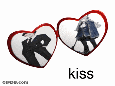 Heart Shaped Glasses Man In Suit Kiss GIF