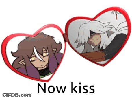 Heart Shaped Glasses With Girl And Boy Saying Now Kiss GIF