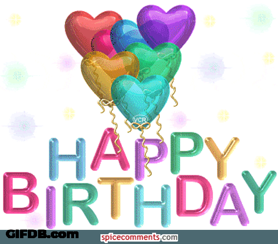 Heart-Shaped Happy Birthday Balloons GIF