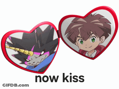 Heart-Shaped Mirror Boy Monster Now Kiss GIF
