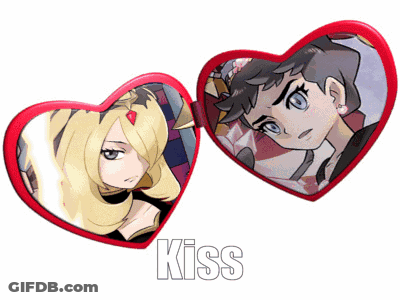 Heart Shaped Mirror With Girl And Boy Saying Kiss GIF