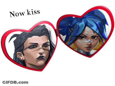 Heart Shaped Mirrors Saying Now Kiss GIF